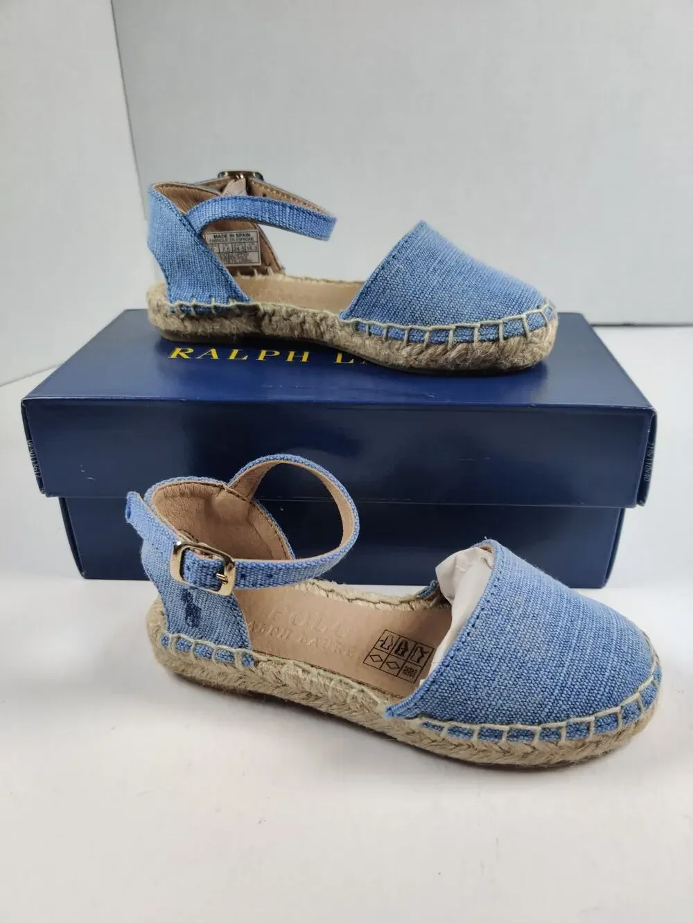 Polo Ralph Lauren Toddler Espadrille Blue Holbrook Girl's Size 8 Canvas Sandals